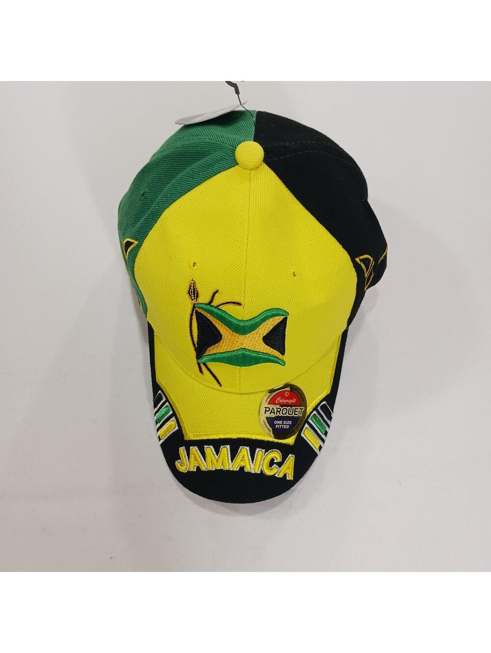 Parquet Jamaica Flag Men's Back Strap Yellow/Green Baseball Cap Hat